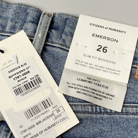 NEW CITIZENS OF HUMANITY Emerson Women’s Slim Fit Boyfriend Jeans – Blue - Picture 4 of 9
